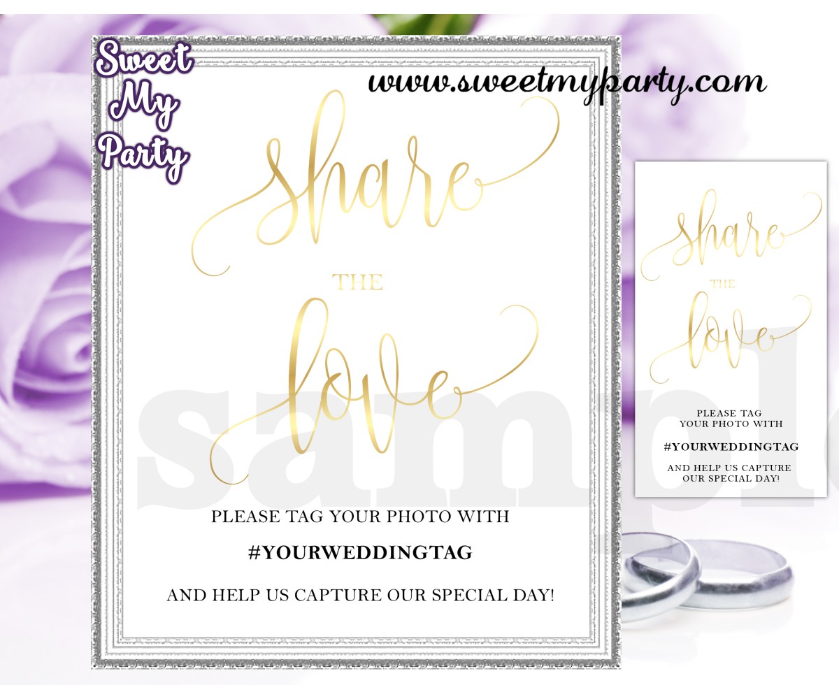 Wedding Hashtag sign,Wedding Instagram sign,Share the love sign,(025w)